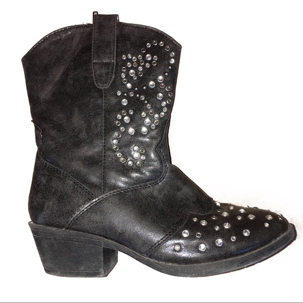 Justice Black Rhinestone Boots Size 2 - Picture 7 of 7